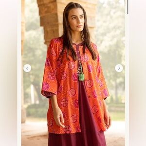 GUDRUN SJODEN Women’s MEDIUM Kristina Organic Cotton Button Up Top Half Sleeve